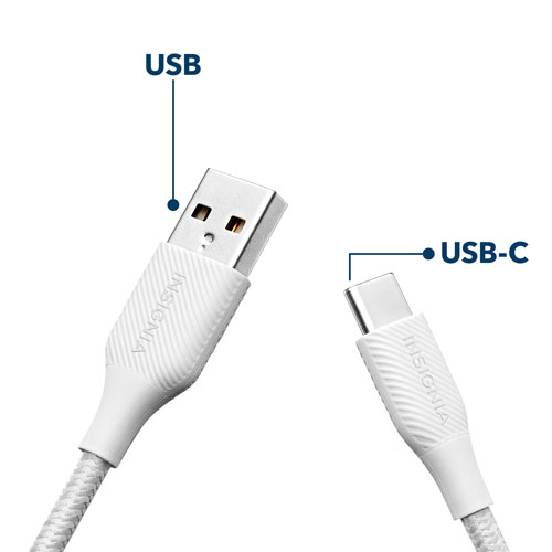 Insignia 1.8m USB-C to USB-A Braided Cable (NS-MCAW621C-C) - White - Only at Best Buy