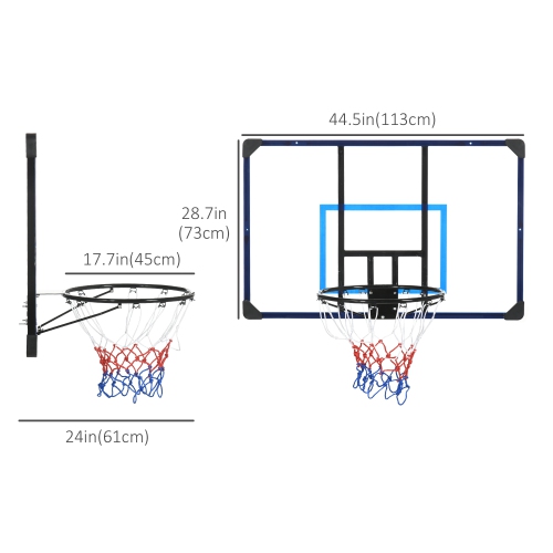 Soozier Wall Mounted Basketball Hoop, Mini Hoop with 45'' x 29'' Shatter  Proof Backboard, Durable Rim and All-Weather Net