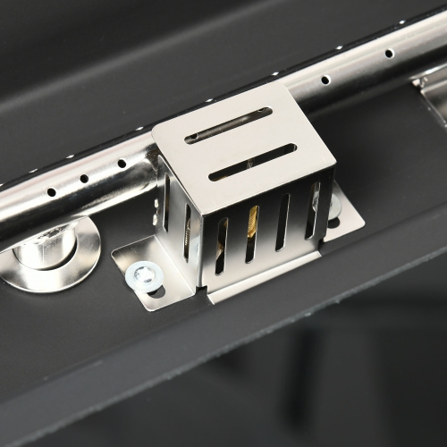 Outsunny Propane Fire Pit Table 43" Outdoor Fire Table, 50,000 BTU Pulse-Ignition Wicker Firepit Furniture with Glass Wind Guard, Blue Glass Rock,