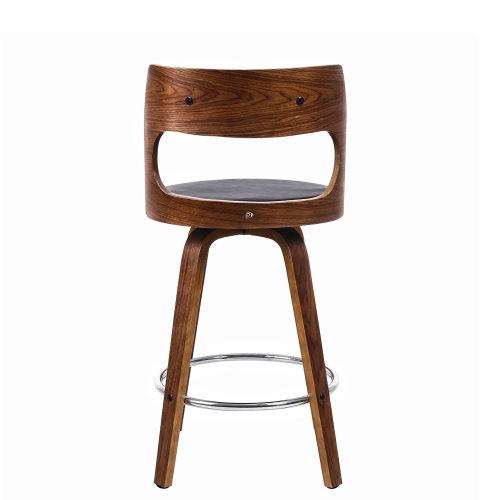 Moustache 2Pack Bar stools Mid-Century 26" Wood Swivel Counter Stools Pub Chair with Back & Foot Ring