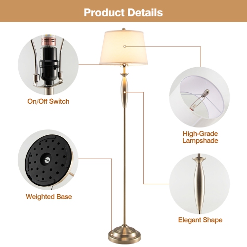 Gymax Lamp Set 3-Piece Modern Home Living Room Bedroom Nickel Finish Lamps