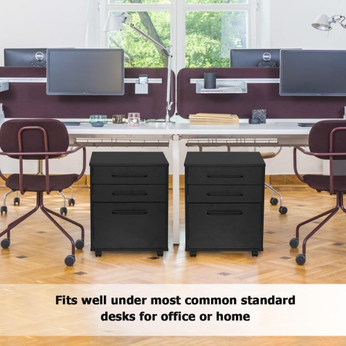 3 Drawers File Cabinet , Under Desk Vertical Rolling Mobile Filing Cabinet with 4 Casters for Letter Sized Documents