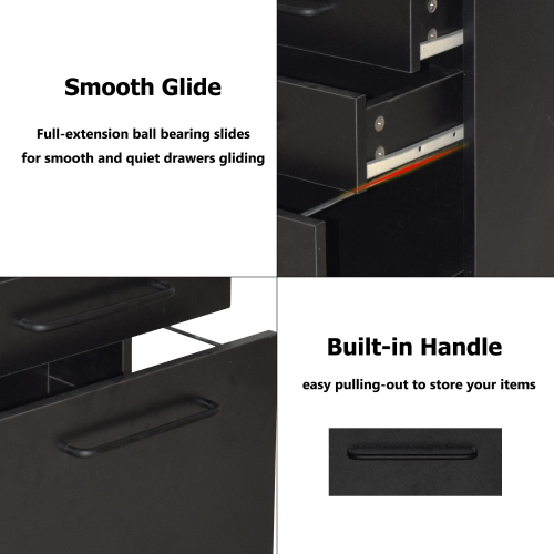 3 Drawers File Cabinet , Under Desk Vertical Rolling Mobile Filing Cabinet with 4 Casters for Letter Sized Documents