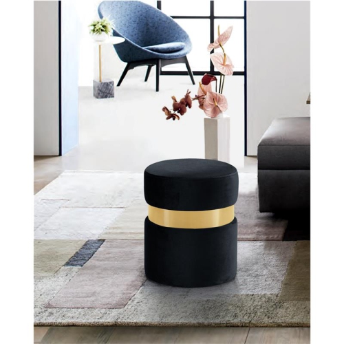 Meridian Furniture Hailey Contemporary Velvet Ottoman/Stool in Black