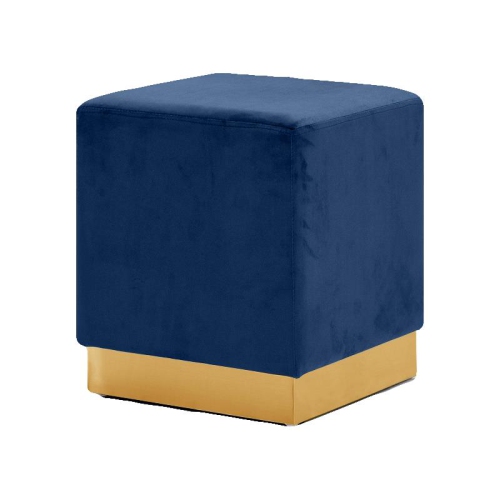 MERIDIAN FURNITURE  Jax Contemporary Velvet Ottoman/stool In Navy