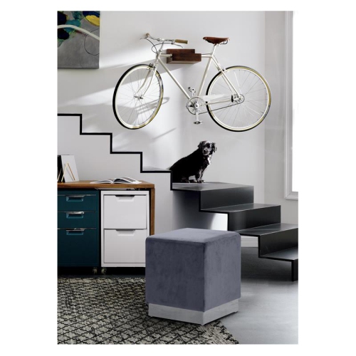 Meridian Furniture Jax Contemporary Velvet Ottoman/Stool in Gray