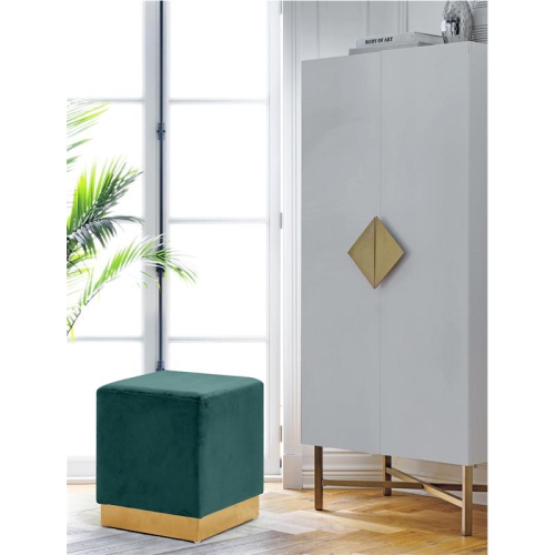 Meridian Furniture Jax Contemporary Velvet Ottoman/Stool in Green