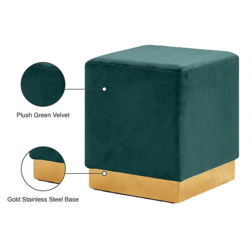 Meridian Furniture Jax Contemporary Velvet Ottoman/Stool in Green