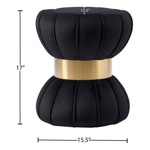 Meridian Furniture Vino Contemporary Velvet Ottoman/Stool in Black