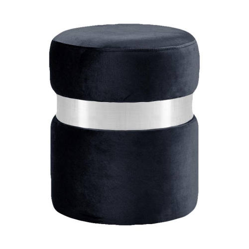 MERIDIAN FURNITURE  Hailey Contemporary Velvet Ottoman/stool In In Black