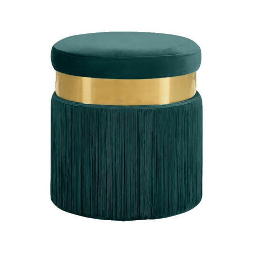 MERIDIAN FURNITURE  Yasmine Contemporary Velvet Ottoman/stool In In Green