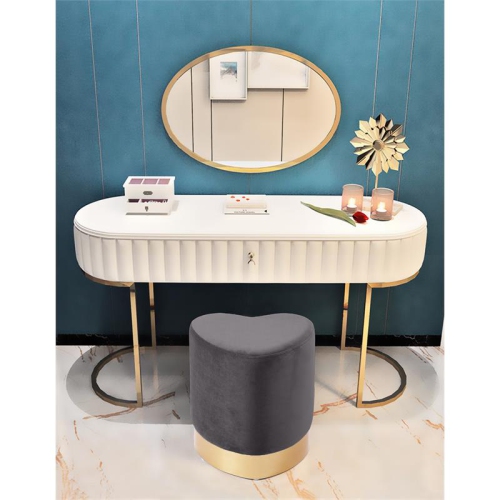 Meridian Furniture Heart Contemporary Velvet Ottoman/Stool in Gray