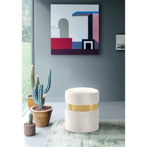Meridian Furniture Hailey Contemporary Velvet Ottoman/Stool in Cream