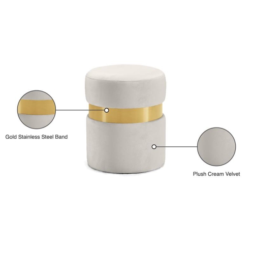 Meridian Furniture Hailey Contemporary Velvet Ottoman/Stool in Cream