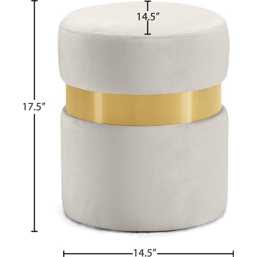Meridian Furniture Hailey Contemporary Velvet Ottoman/Stool in Cream