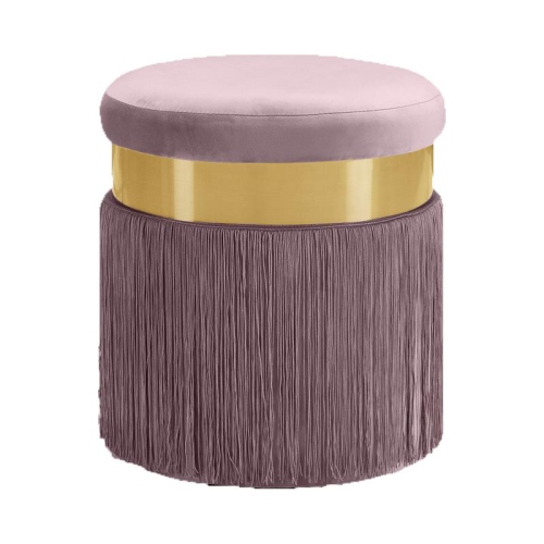 MERIDIAN FURNITURE  Yasmine Contemporary Velvet Ottoman/stool In In Pink