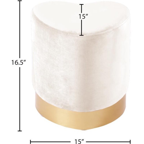 Meridian Furniture Heart Contemporary Velvet Ottoman/Stool in Cream