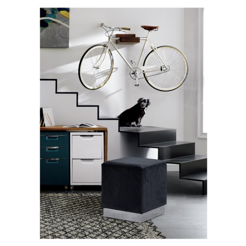 Meridian Furniture Jax Contemporary Velvet Ottoman/Stool in Black