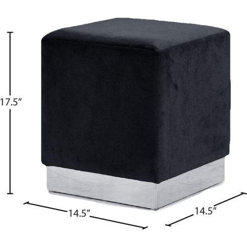 Meridian Furniture Jax Contemporary Velvet Ottoman/Stool in Black
