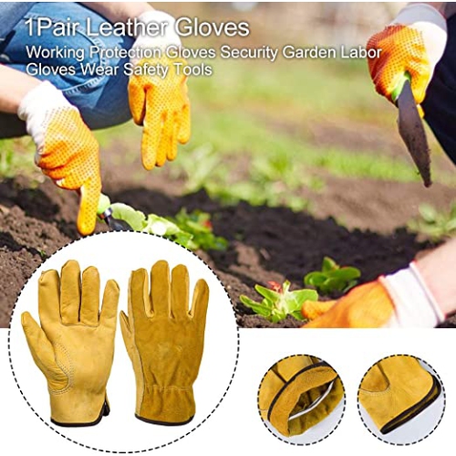 Heavy Duty Gardening Gloves for Men and Women, 1 Pair of Thorn Resistant Leather Work Gloves, Waterproof, Thin and Reinforced Work Gloves
