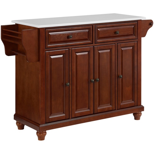 Crosley Cambridge White Granite Top Kitchen Island in Mahogany Best