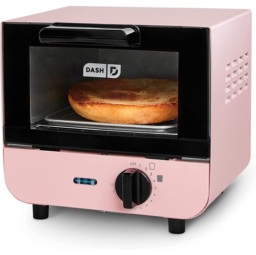 DASH  Mini Toaster Oven Cooker for Bread, Bagels, Cookies, Pizza, Paninis & More With Baking Tray, Rack, Auto Shut Off Feature - Pink I don't need large appliances taking up real-estate in my small kitchen