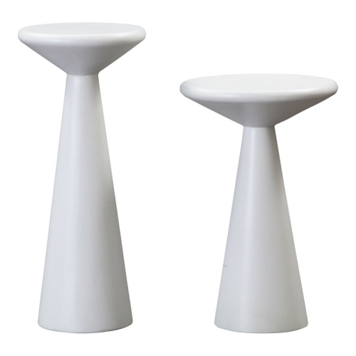 TOV FURNITURE  Gianna 20"h Transitional Stone Accent Tables In (Set Of 2) In White