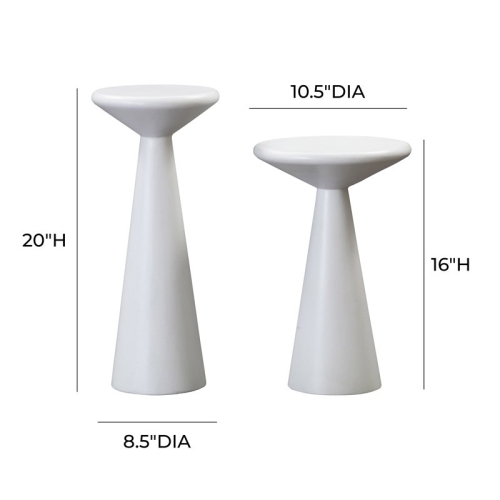 TOV Furniture Gianna 20"H Transitional Stone Accent Tables in White