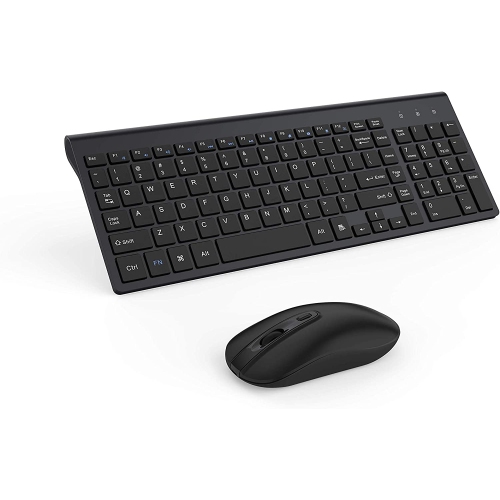 Wireless Keyboard Mouse Combo, Compact Full Size Wireless Keyboard and  Mouse Set 2.4G Ultra-Thin Sleek Design for Windows, Computer, Desktop, PC,  Notebook - (Black)