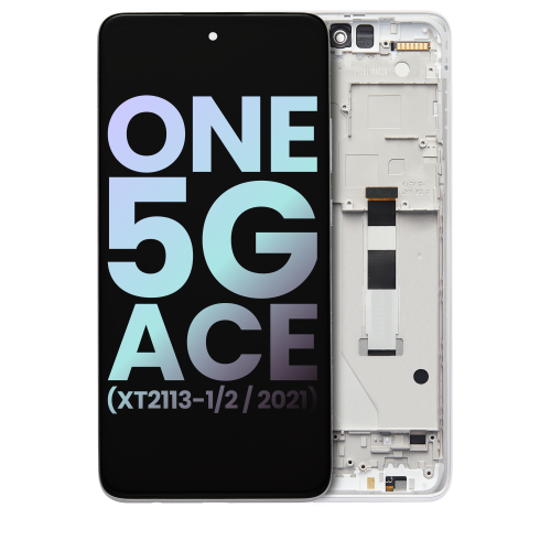 ESOURCE PARTS  Replacement Lcd Assembly With Frame Compatible for Motorola One 5G Ace (Xt2113-1/2 / 2021) (Genuine Oem) (Hazy Silver)