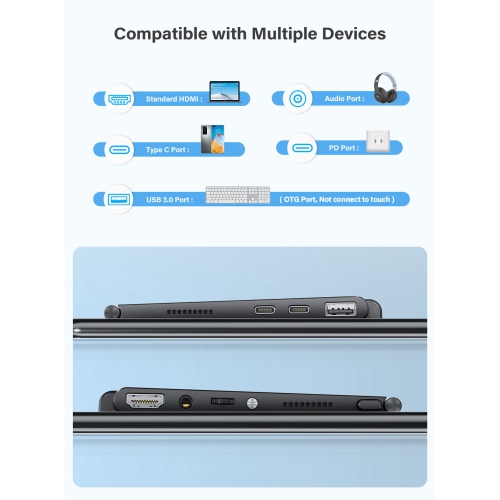 UPERFECT Portable Monitor Touchscreen Freestanding, 1080P FHD 100% SRGB IPS HDR External Display Screen HDMI USB C Monitors for Laptop W/ Kickstand