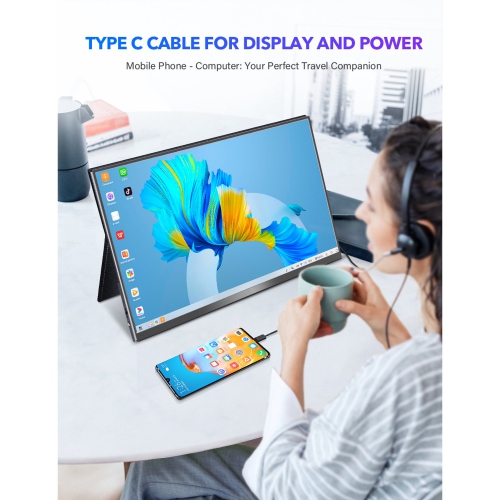 UPERFECT 15.6" Portable Monitor Farmless 1080P FHD IPS Screen For Gaming PC Phone Built-in Speaker