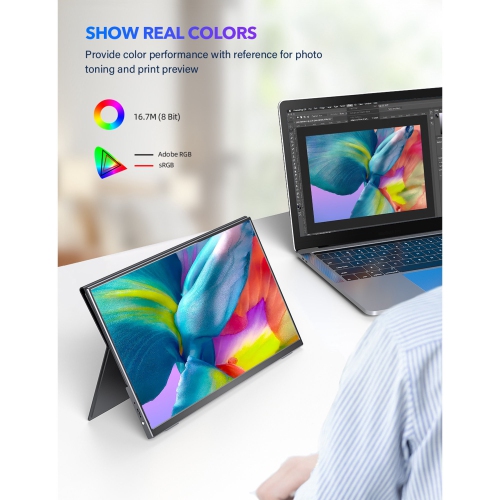 UPERFECT 15.6" Portable Monitor Farmless 1080P FHD IPS Screen For Gaming PC Phone Built-in Speaker