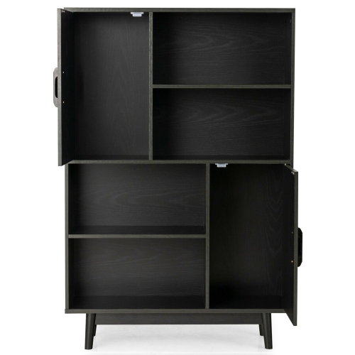 Gymax Sideboard Storage Cabinet Bookshelf Cupboard w/Door Shelf Black / White / Espresso
