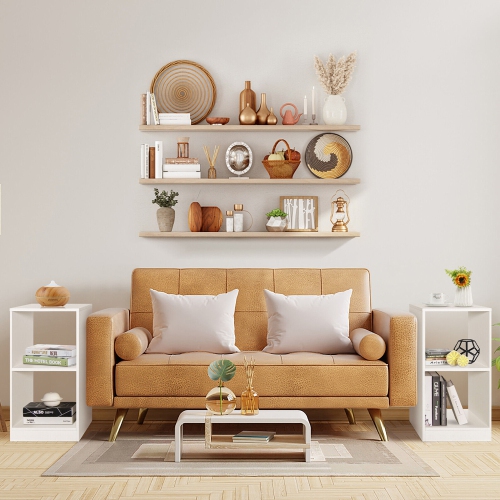 Gymax 2 PCS Bookshelf 2-Tier Open Wood Display Organizer Set Vinyl Record Cube Storage