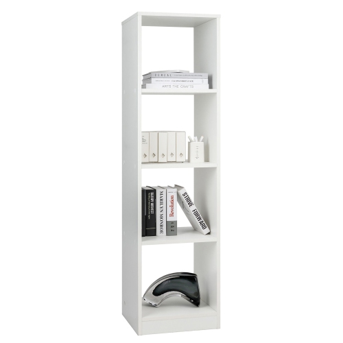 GYMAX  5-Tier Bookshelf Corner Bookcase Storage Display Organizer W/ 4 Cubes