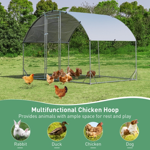Gymax Large Metal Chicken Coop Outdoor Galvanized Dome Cage w/ Cover 9 ft x 6.2 ft