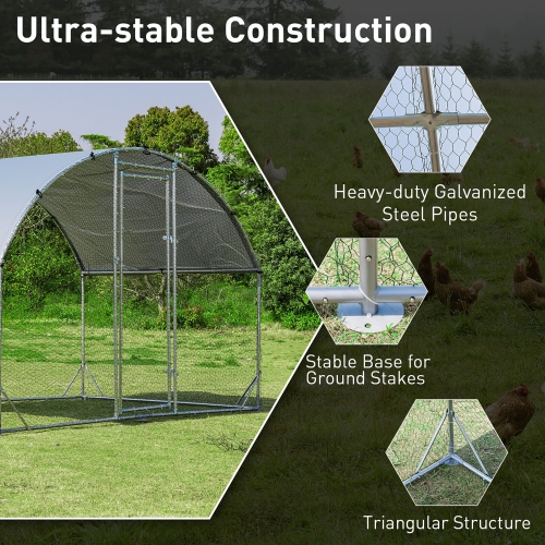 Gymax Large Metal Chicken Coop Outdoor Galvanized Dome Cage w/ Cover 9 ft x 6.2 ft