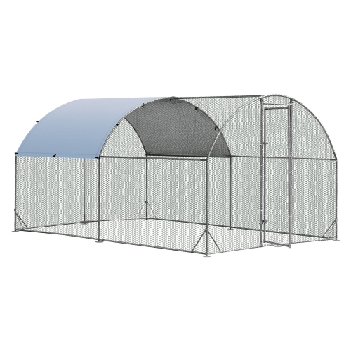 Gymax Large Metal Chicken Coop Outdoor Galvanized Dome Cage w/ Cover 9 ft x 12.5 ft