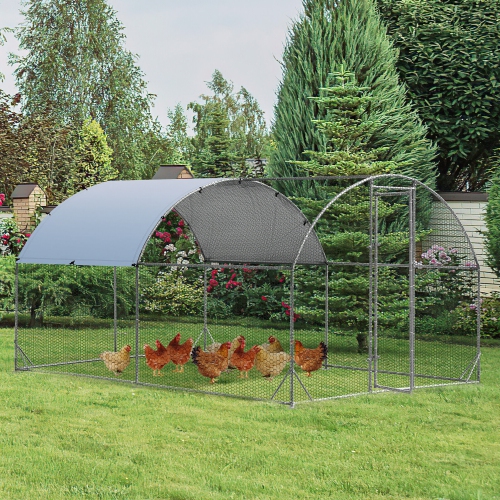 Gymax Large Metal Chicken Coop Outdoor Galvanized Dome Cage w/ Cover 9 ft x 12.5 ft