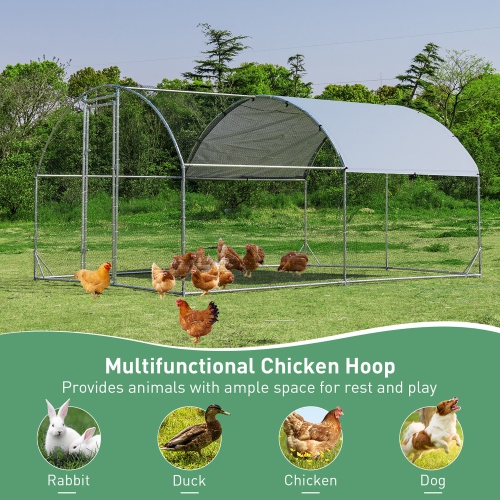Gymax Large Metal Chicken Coop Outdoor Galvanized Dome Cage w/ Cover 9 ft x 12.5 ft
