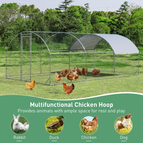 Gymax Large Metal Chicken Coop Outdoor Galvanized Dome Cage w/ Cover 9 ft x 19 ft