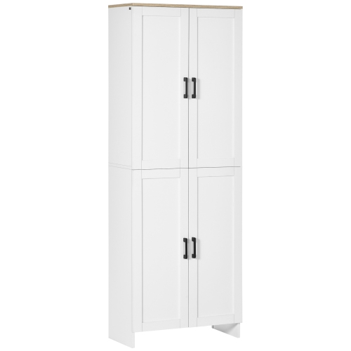 HOMCOM Armoire de rangement 67", buffet de cuisine à 4 portes avec étagères réglables, blanc