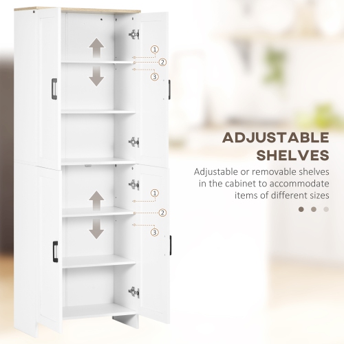 HOMCOM Armoire de rangement 67", buffet de cuisine à 4 portes avec étagères réglables, blanc