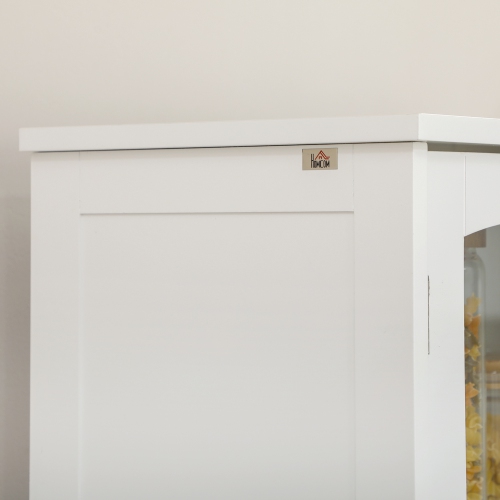 HOMCOM – Armoire garde-manger de cuisine de 63 po, armoire de rangement autonome avec portes en verre, tiroir et tablettes réglables, blanc