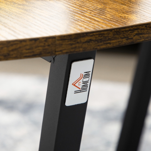 HOMCOM 2-Tier Round Coffee Table with Storage Shelf, Industrial Center Table with Steel Frame for Living Room, Rustic Brown