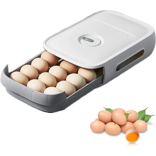 Egg Storage Box, Plastic Egg Box, Kitchen Egg Storage Box, Egg Box With Drawer, Suitable For Refrigerators, Freezers, Tableware