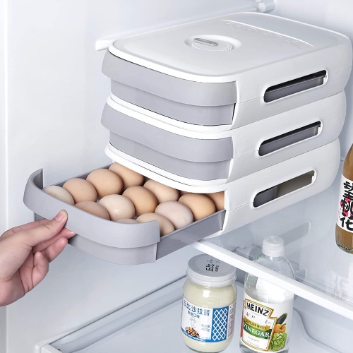 Egg Storage Box, Plastic Egg Box, Kitchen Egg Storage Box, Egg Box With Drawer, Suitable For Refrigerators, Freezers, Tableware