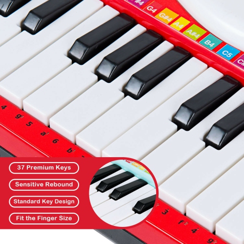 Gymax Z-Shaped Toy Keyboard 37-Key Electronic Piano Red