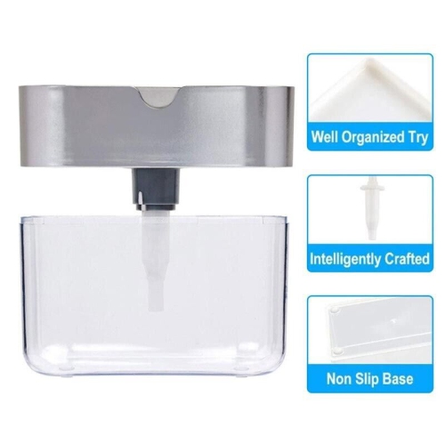 ISTAR Dish Soap Dispenser with Sponge Holder Countertop Soap Pump Dispenser for Kitchen Sink Dishwashing Soap Dispenser